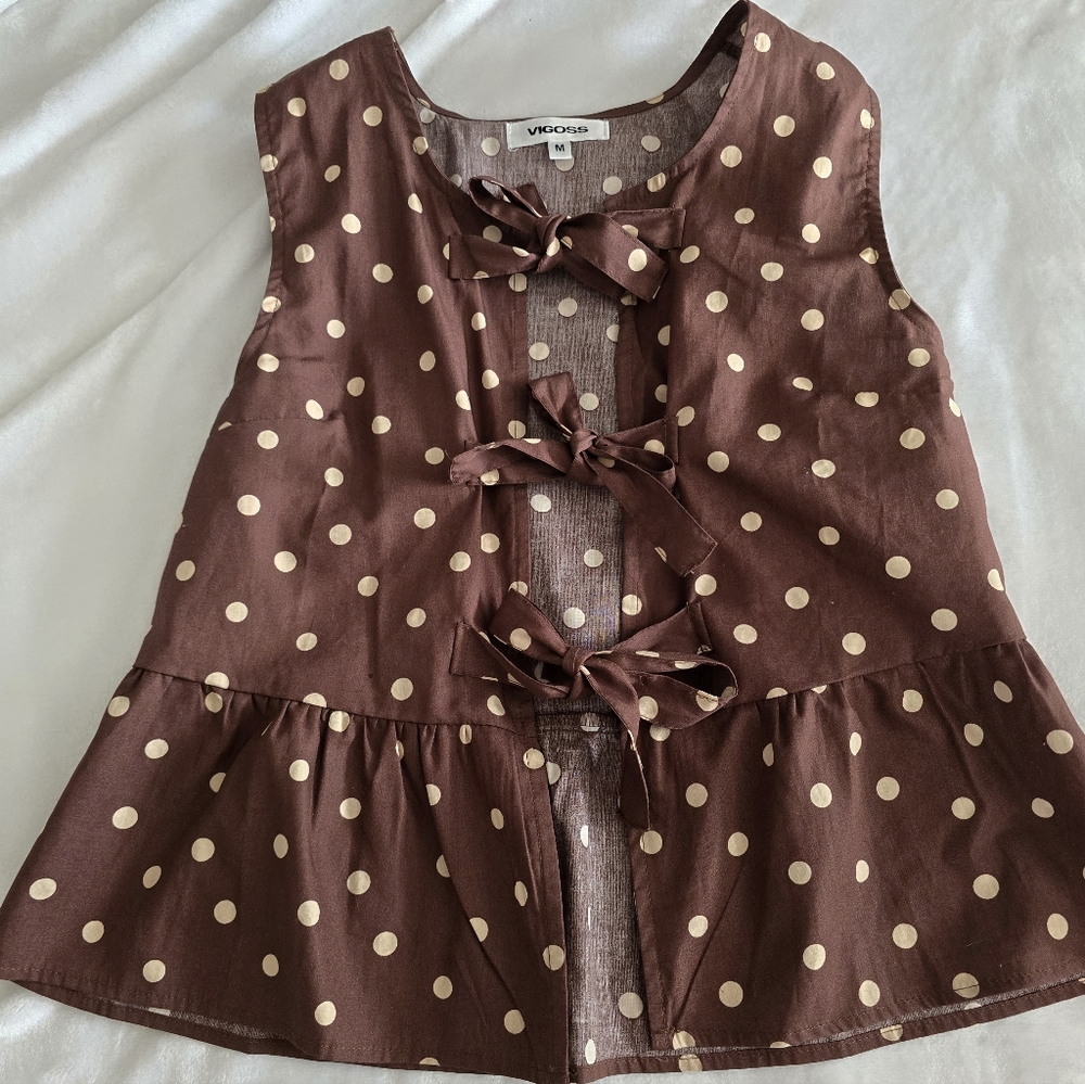 Vigoss  Chocolate Polka Dot Blouse
